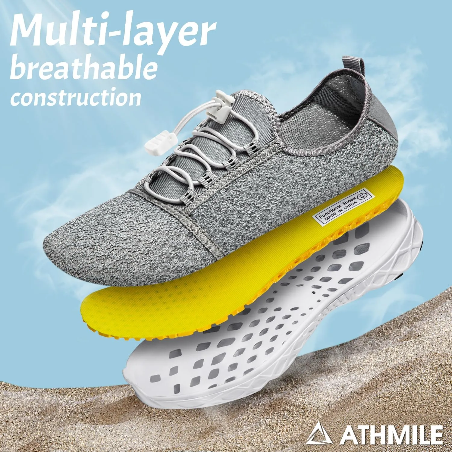 ATHMILE Water Shoes for Men Women Barefoot Hiking Swim River Shoes Adult Lake Pool Aqua Socks Beach Quick Dry for Hiking Surfing Kayaking Sport Accessories Camping Must Haves