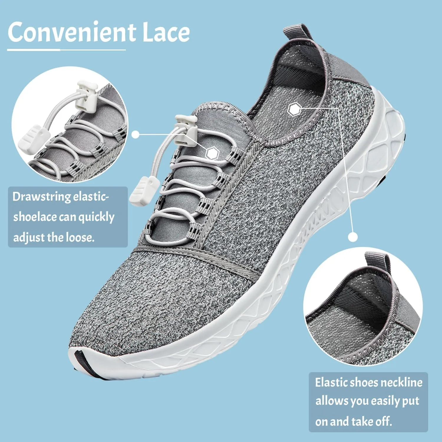ATHMILE Water Shoes for Men Women Barefoot Hiking Swim River Shoes Adult Lake Pool Aqua Socks Beach Quick Dry for Hiking Surfing Kayaking Sport Accessories Camping Must Haves