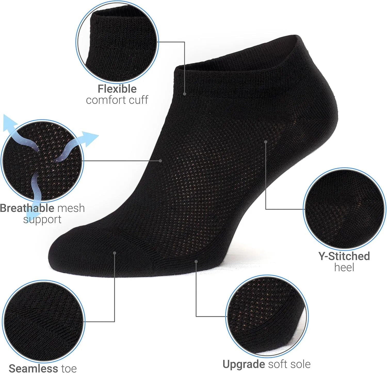 Duna Womens Socks, Ultra Thin Breathable Cotton Ankle Socks for Women, Athletic Running Low Cut No Show