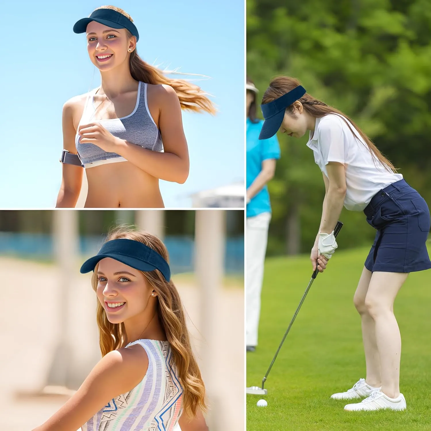 Marrywindix 5 Pieces Sport Wear Athletic Visor Sun Sports Visor Hat Visor Adjustable Cap for Women and Men (One Size)