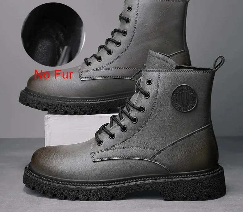 Men Boots Leather Casual Platform Boots British Style Autumn Winter Fashion Comfortable Mens Shoes Ankle Botas De Hombre