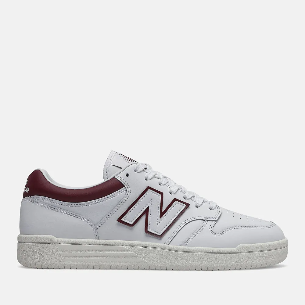 Scarpe Unisex NEW BALANCE Sneakers 480 in Pelle colore White e Burgundy