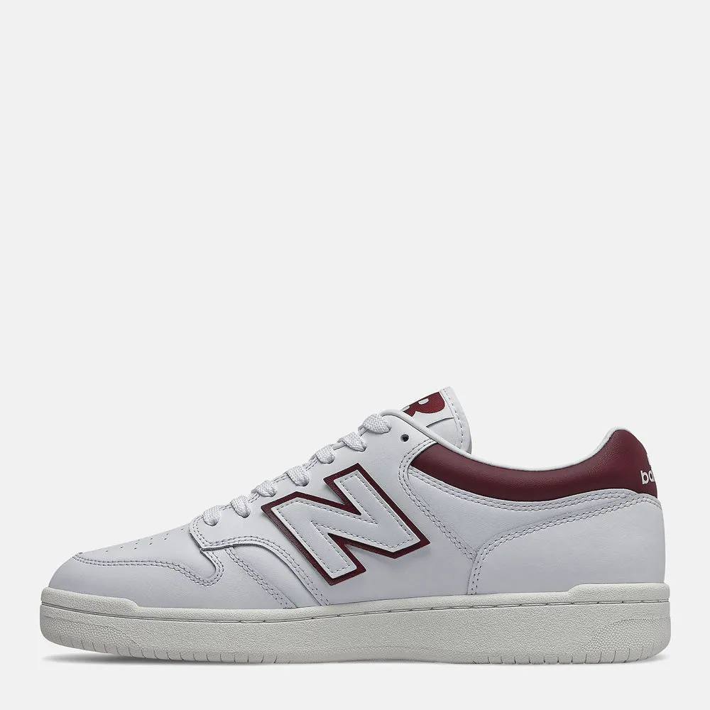 Scarpe Unisex NEW BALANCE Sneakers 480 in Pelle colore White e Burgundy