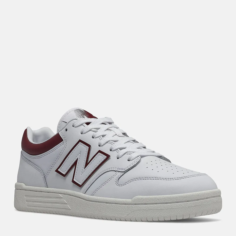 Scarpe Unisex NEW BALANCE Sneakers 480 in Pelle colore White e Burgundy