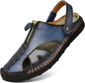 Shaire Men'S Sandals Outdoor Leather Closed Toe Beach Shoes