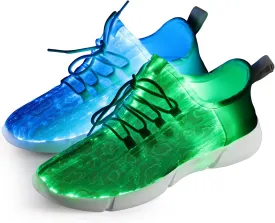 Shinmax LED Light Up Shoes for Women Men, USB Rechargeable Fiber Optic Glowing Sneakers, Luminous Flashing Shoes for Dancing, Festivals, Parties